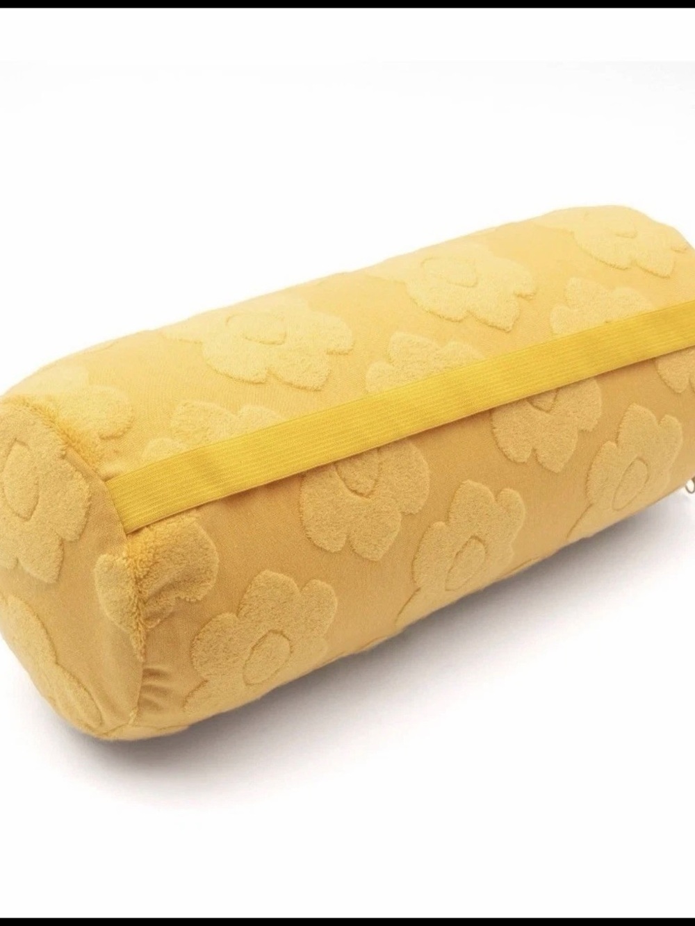 7 Yellow Floral Embossed Bolster Pillow